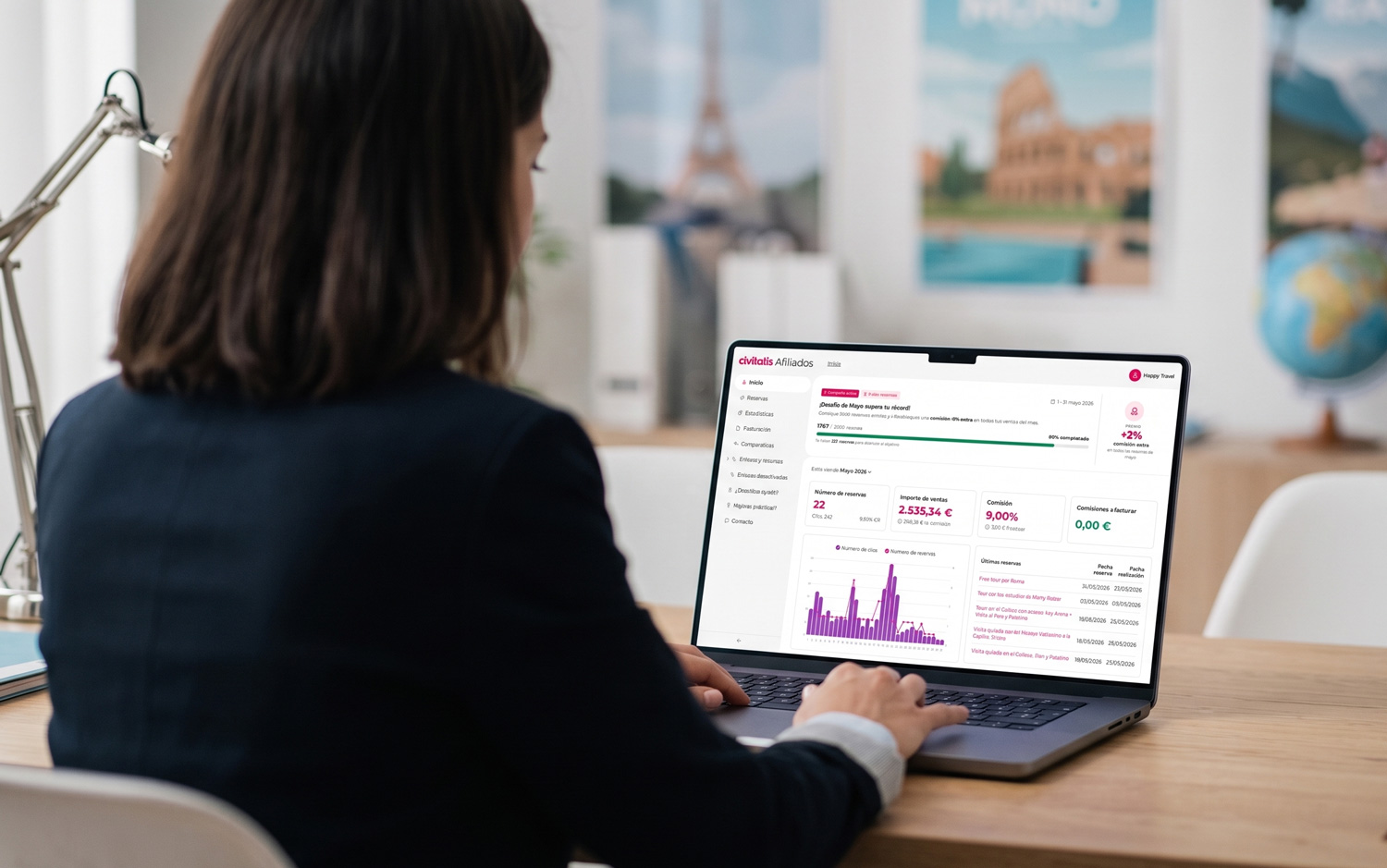 B2B Supply Platform — Civitatis affiliates dashboard on laptop