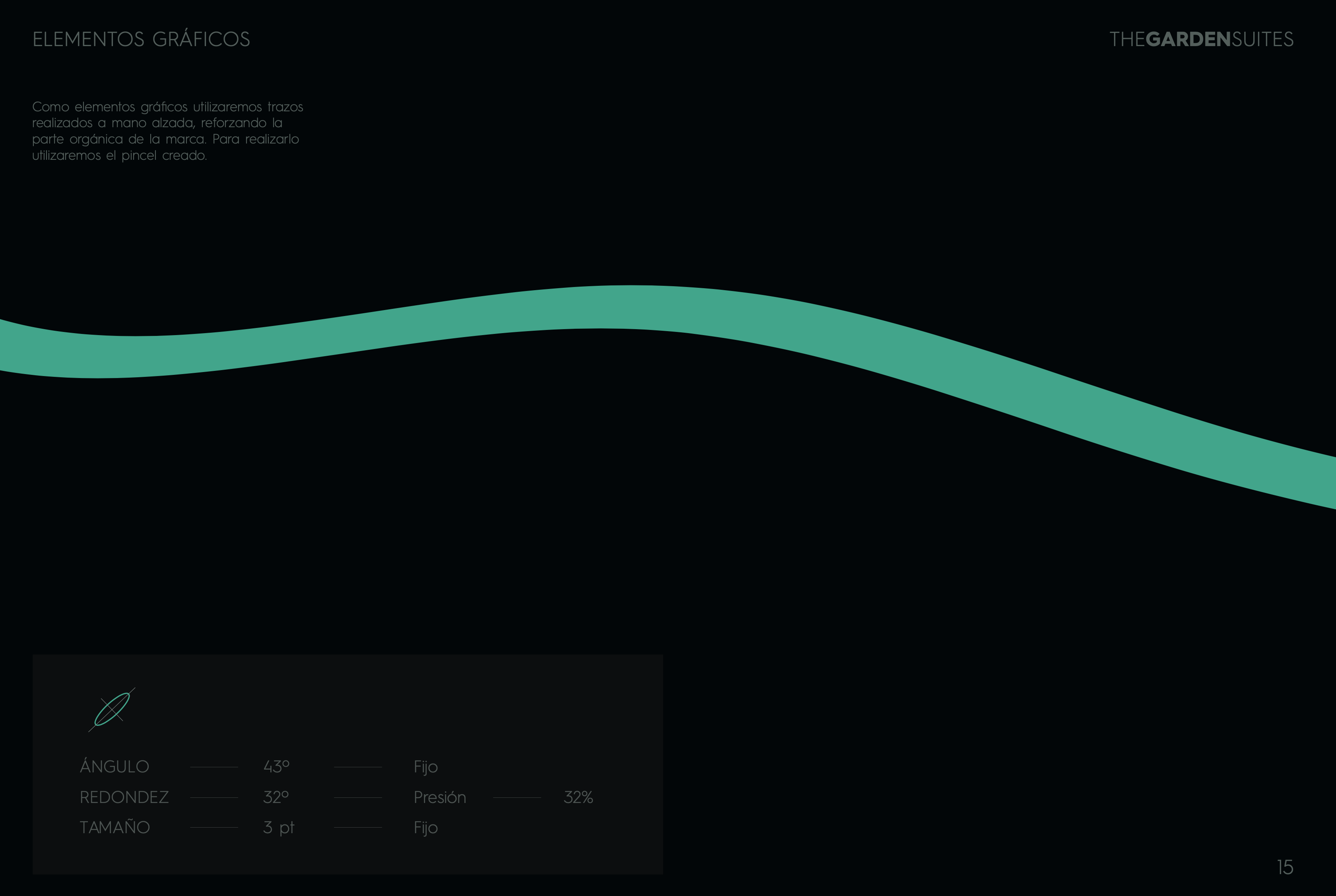 Hand-loaded brush stroke, emerald — horizontal wave from the manual