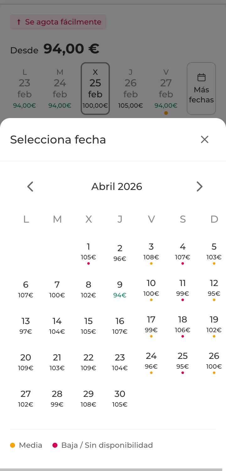Mobile — calendar date picker