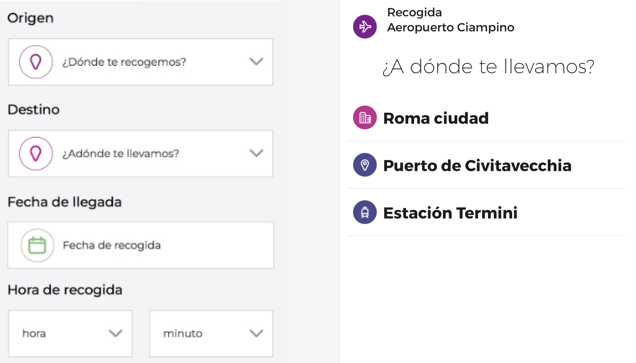 Two different search and booking flows for the same task